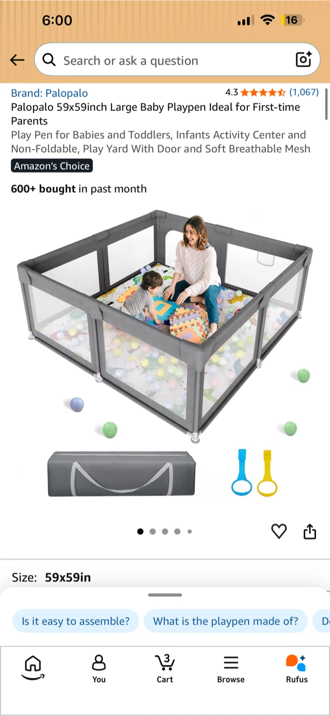 BNIB Palopalo 59x59inch Large Baby Playpen