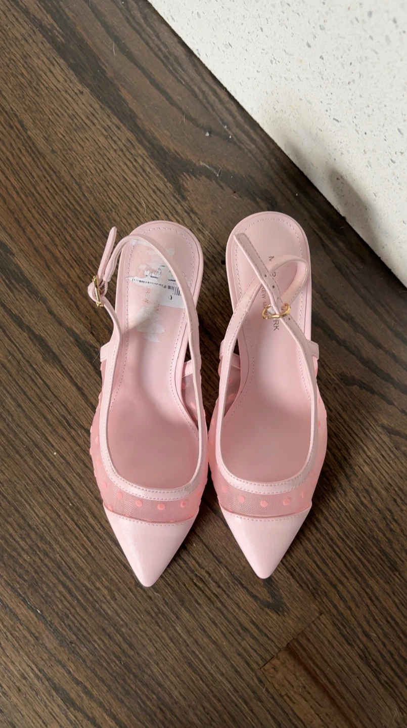 Marc New York Pink Polka Dot Mesh Slingback Heels - photo 2