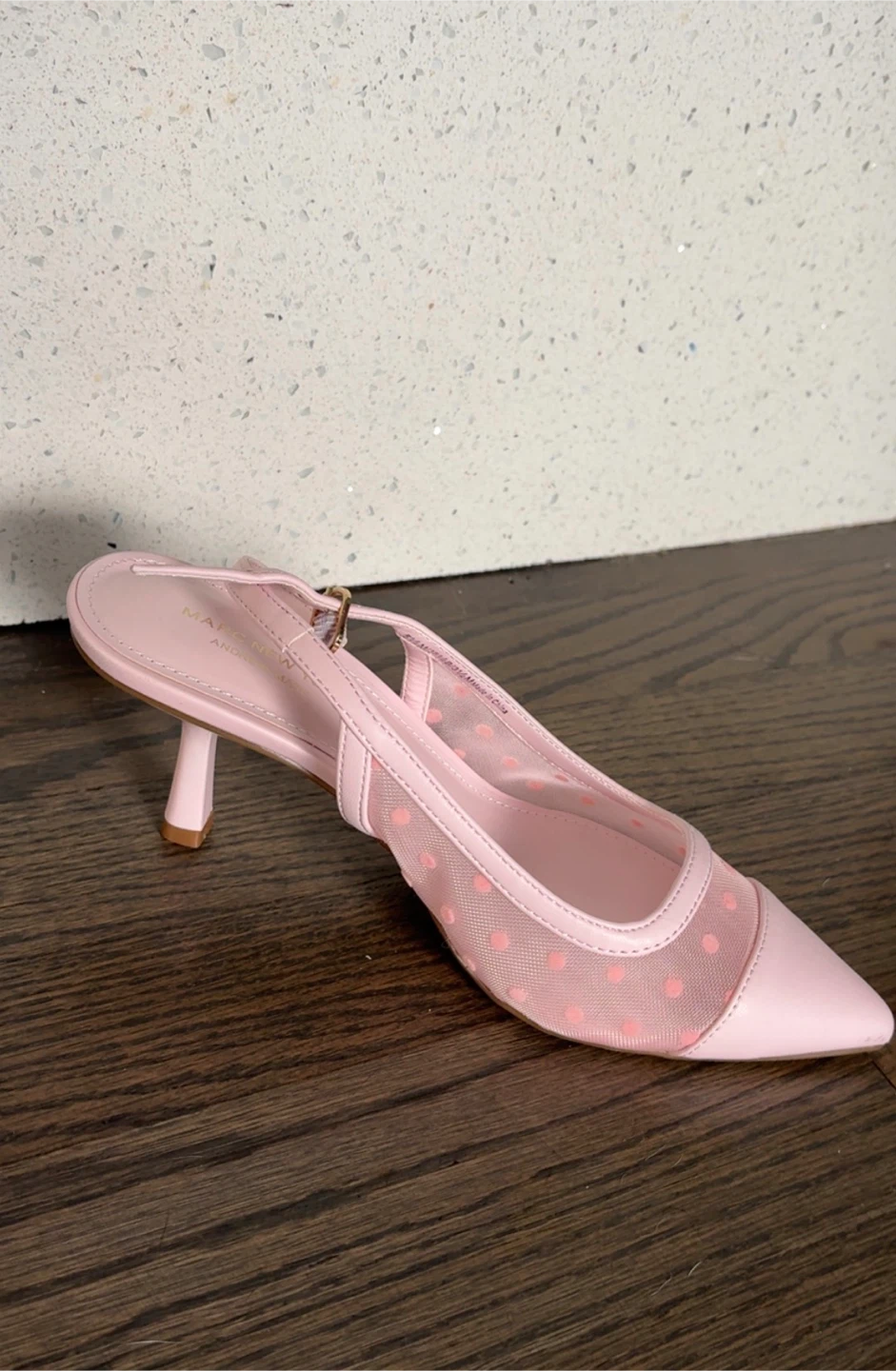 Marc New York Pink Polka Dot Mesh Slingback Heels - photo 3