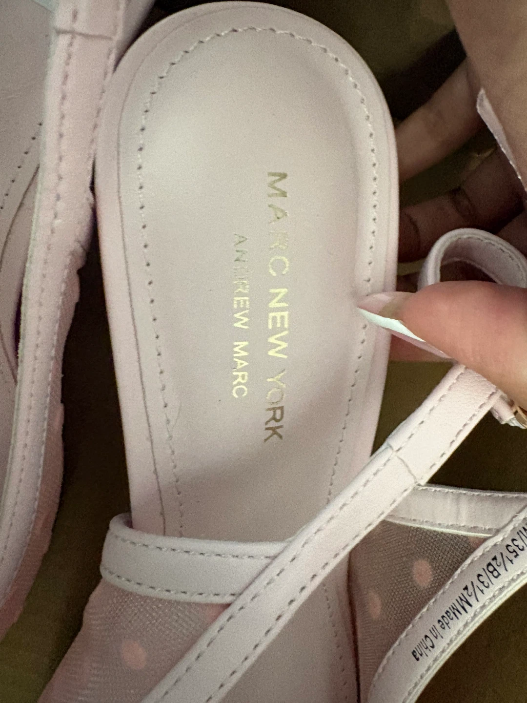 Marc New York Pink Polka Dot Mesh Slingback Heels - photo 4