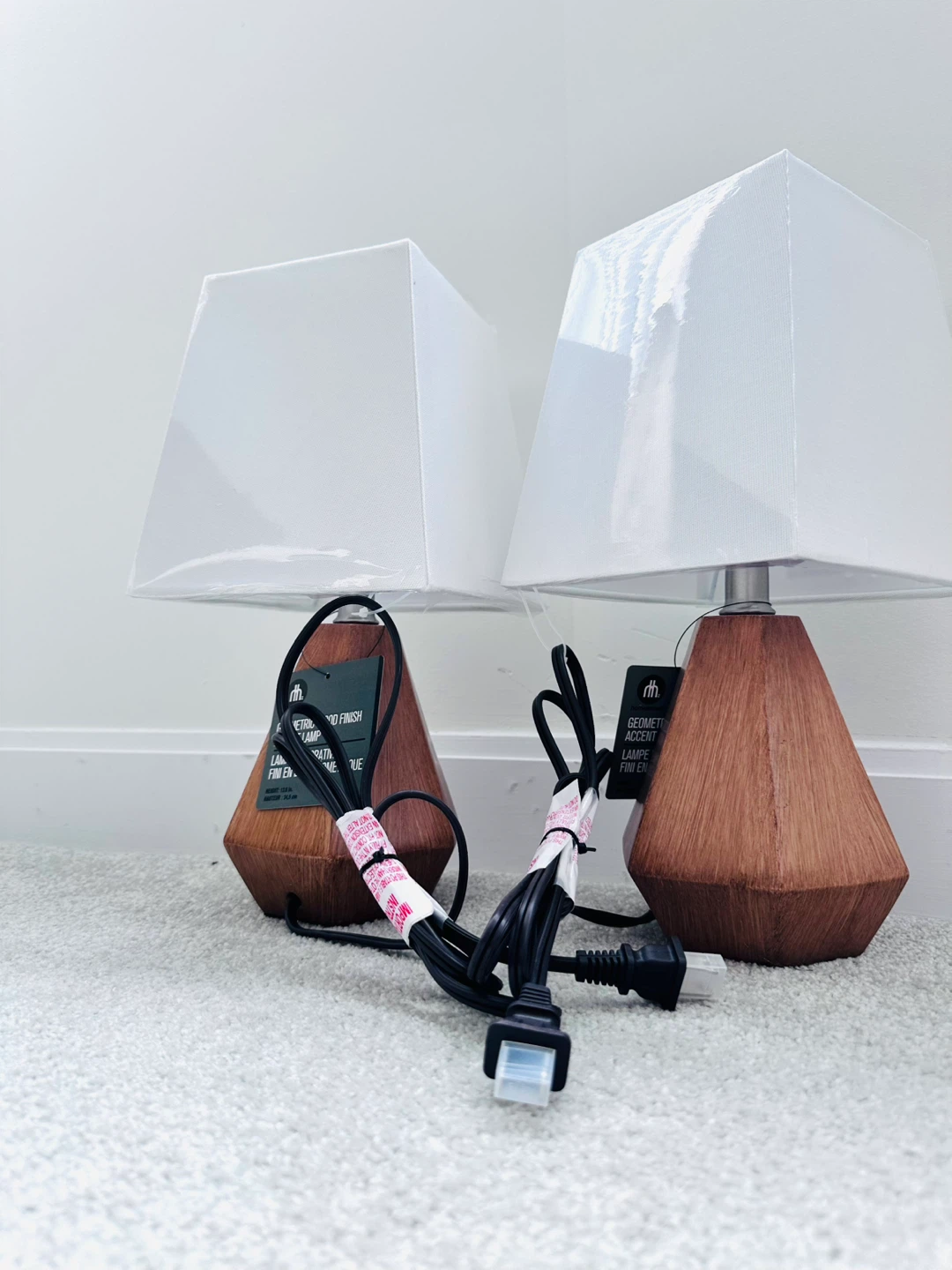 Set of 2 Geometric Accent Table Lamps