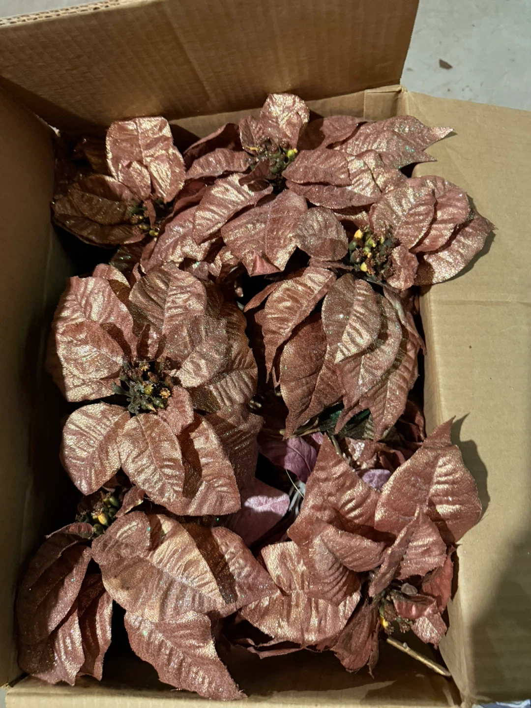 Large Artificial Poinsettia Flowers 12pc