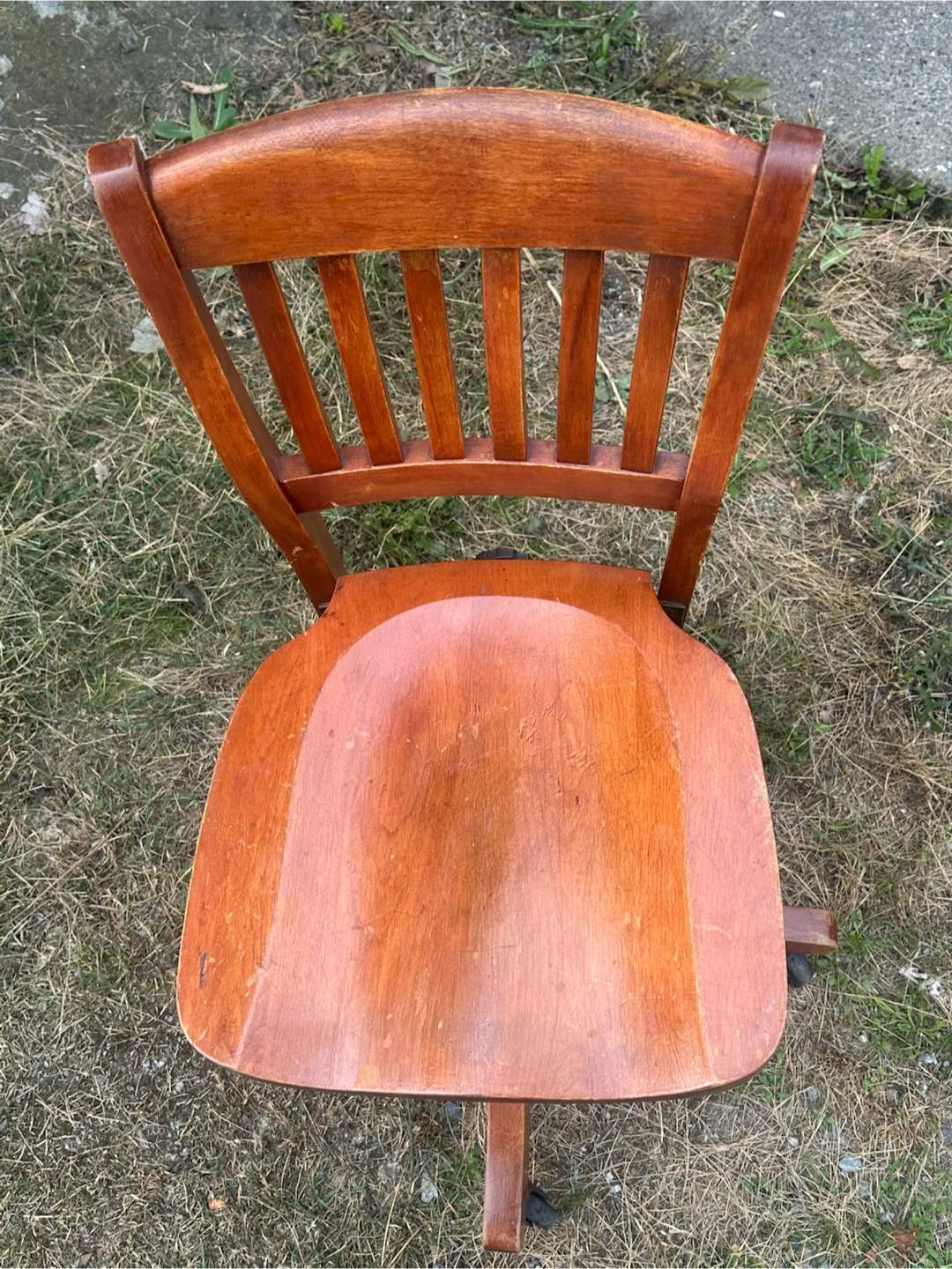 1930s Oak Swivel Banker Chair - Guelph Gilson - photo 2