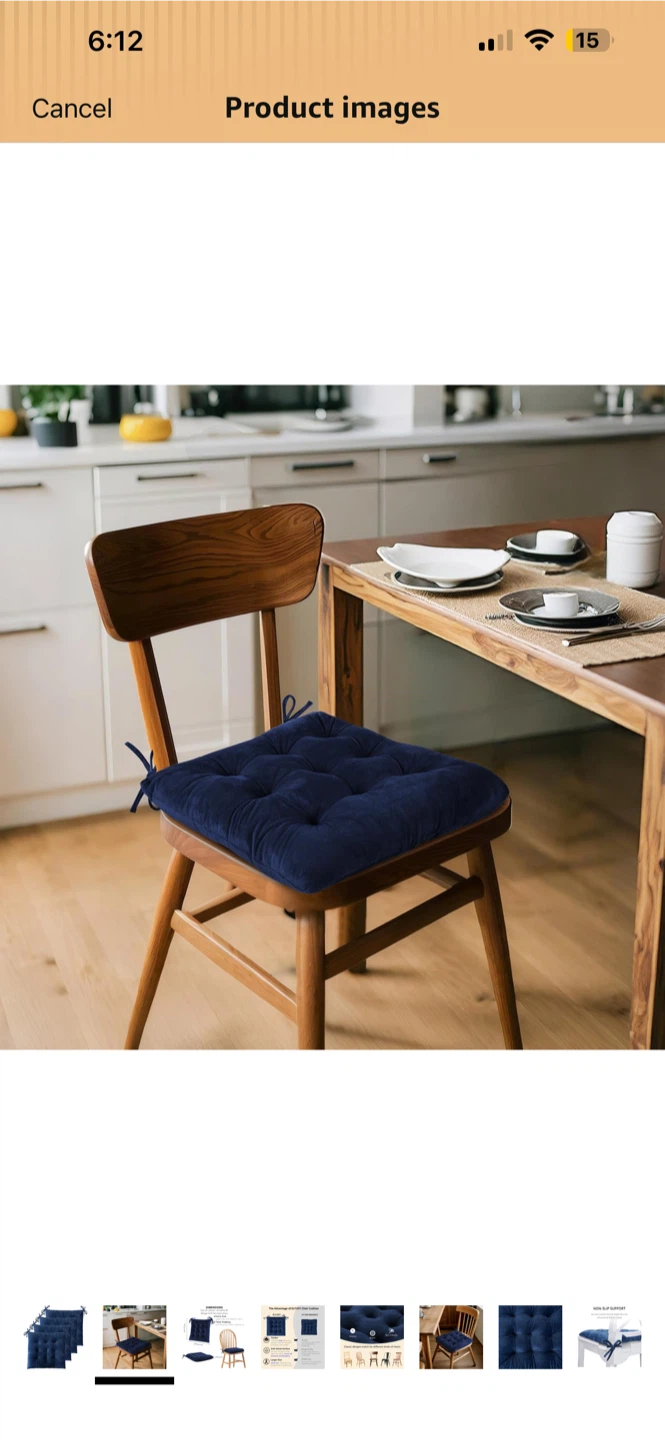 NEW ! Set of 4 Navy Blue Chair Cushions - photo 2