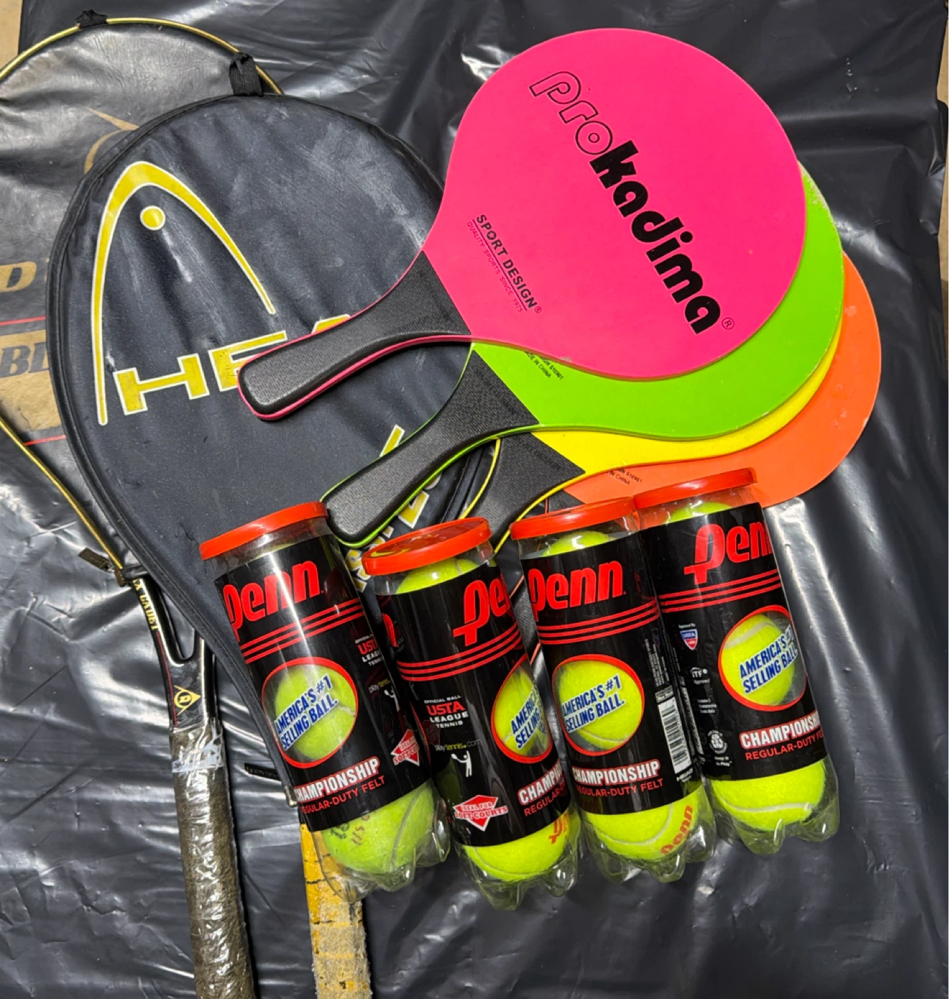 Head Tennis Racket, Prokadima Paddles & Penn Tennis Balls