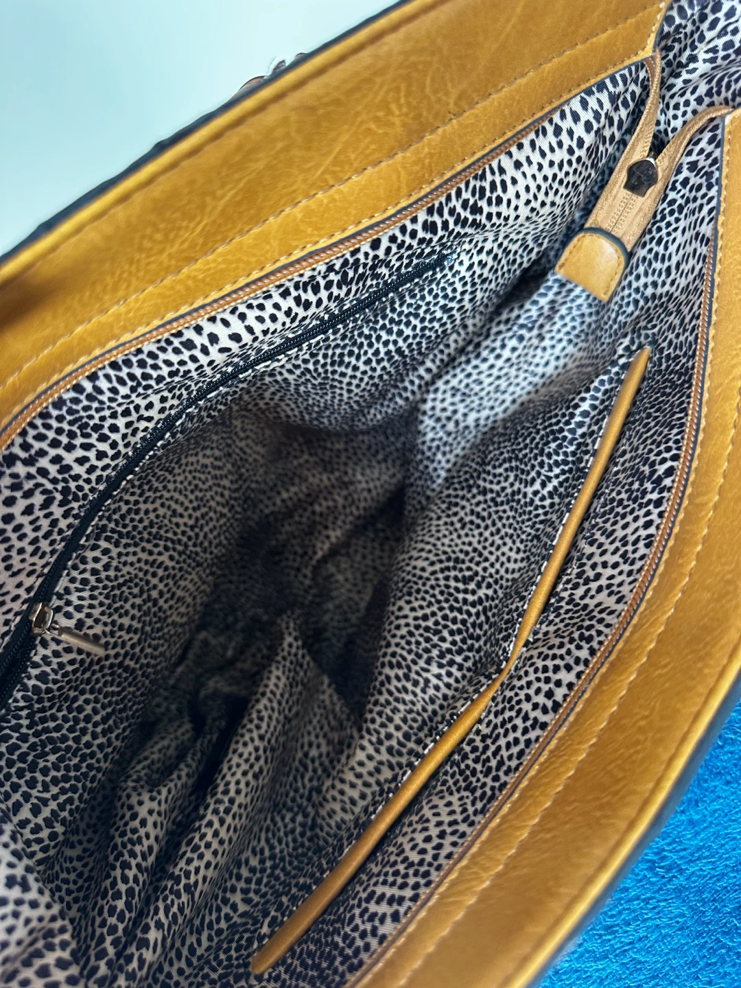 Women's Mustard Yellow Tote Bag with Brown Straps - photo 3