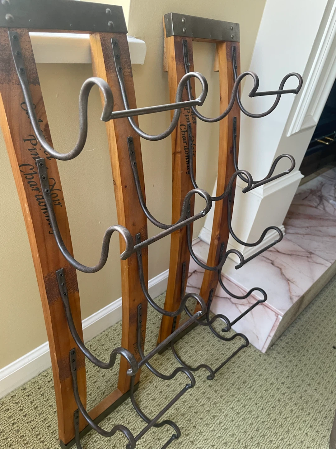 Wooden Wine Rack with Metal Holders