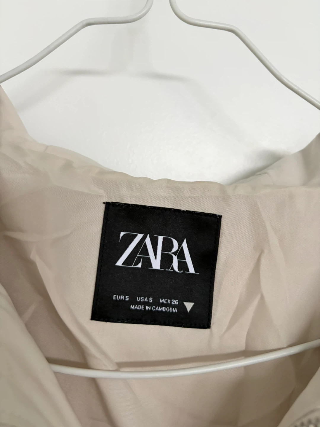 ZARA Crop Hooded Jacket - Oyster White - Size S - photo 2