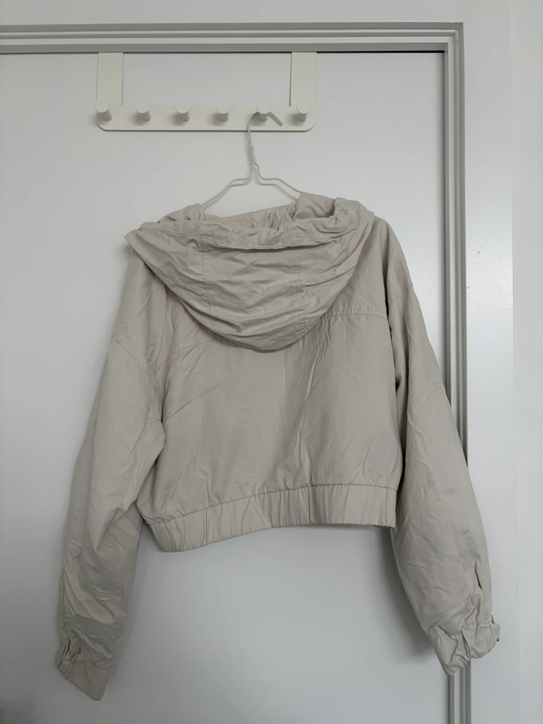 ZARA Crop Hooded Jacket - Oyster White - Size S - photo 4