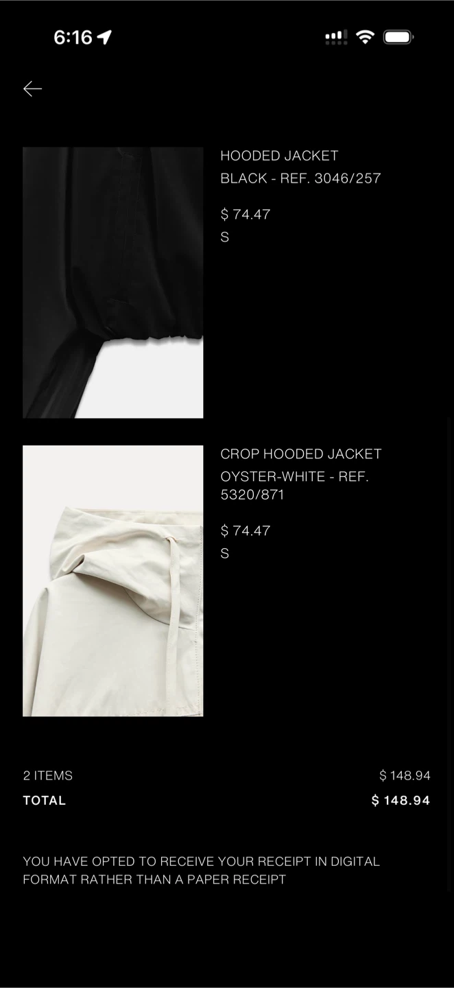 ZARA Crop Hooded Jacket - Oyster White - Size S - photo 5