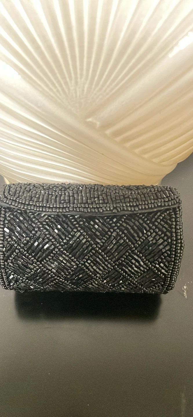 Vintage Beaded Coin Purse/Lipstick Box with Mirror