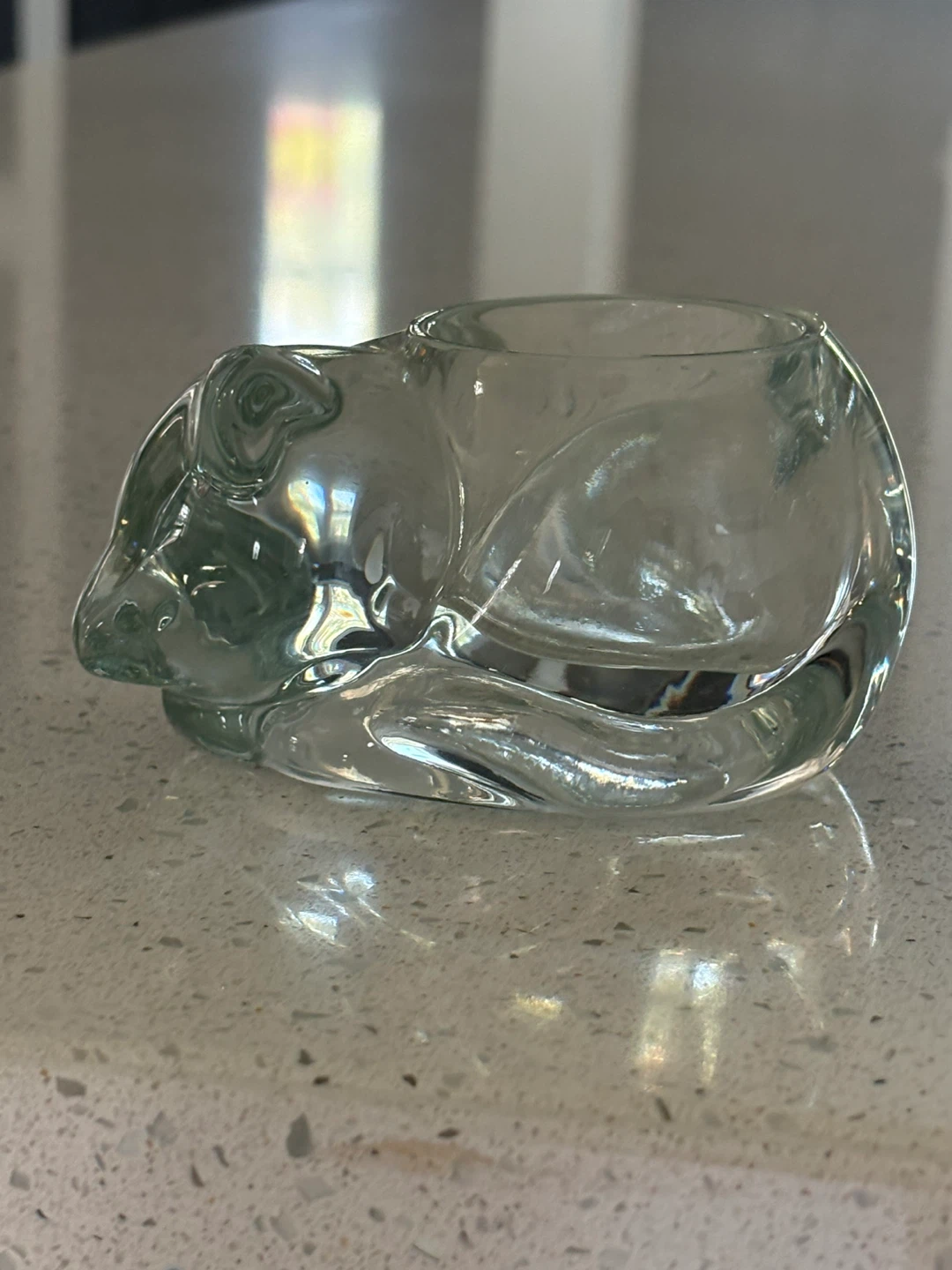 Glass Cat Candle Holder