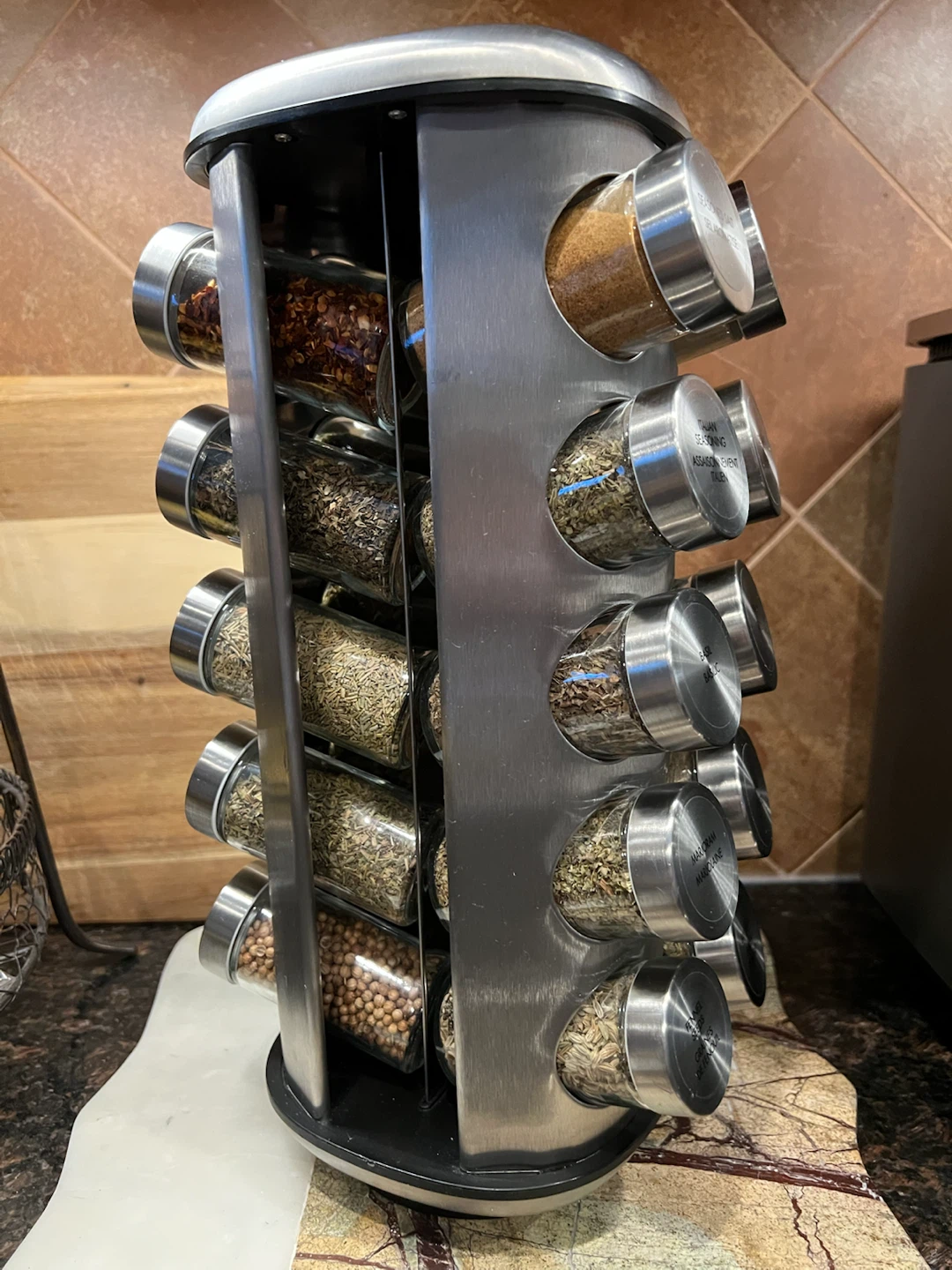 20-Jar Stainless Steel Rotating Spice Rack