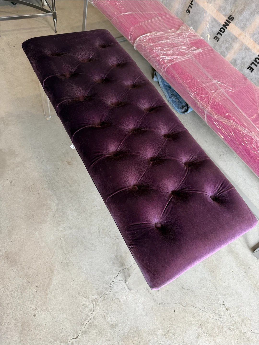 Home Century Tufted Velvet Bench
