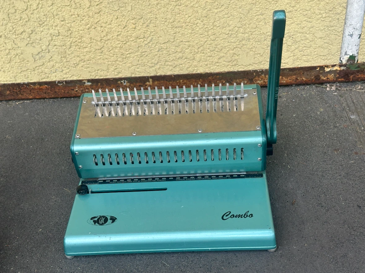 Vintage GBC Combo Manual Comb Binding Machine Teal