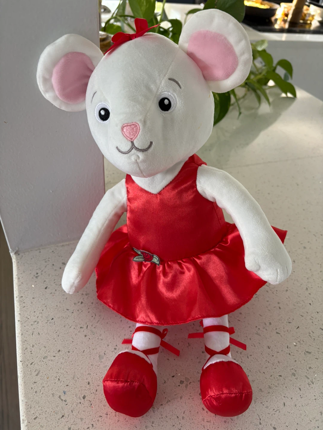 White Mouse Plush Toy in Red Ballerina Dress - photo 2