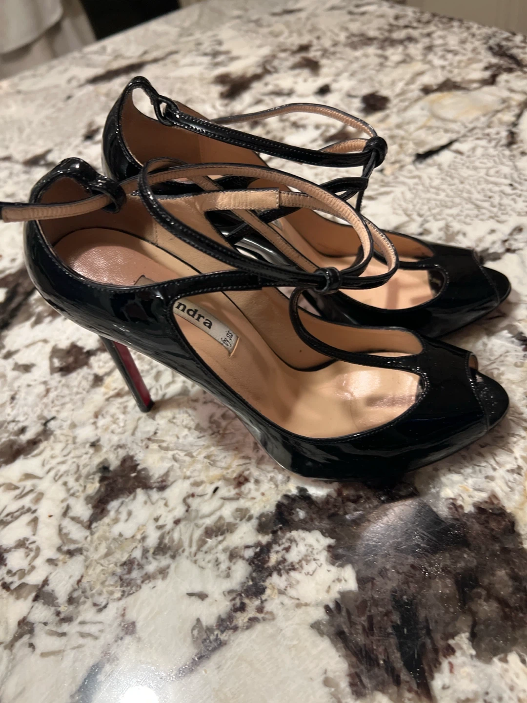 Black Patent Leather Heels by Sandra, Size 37 - photo 3