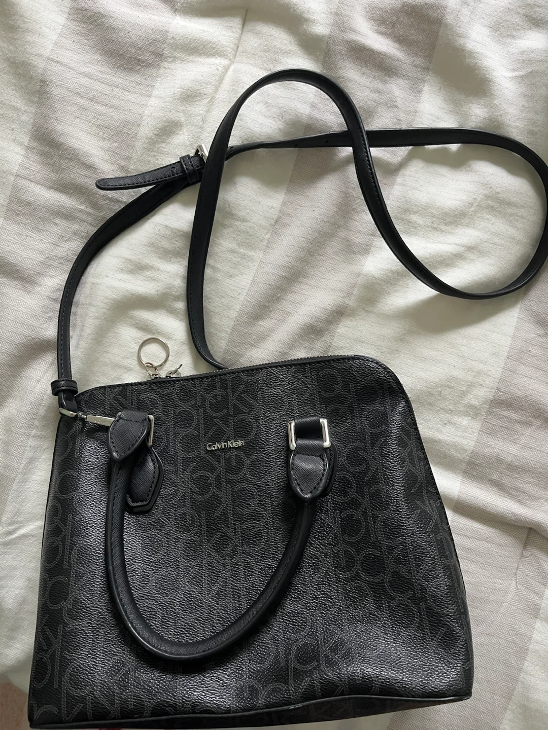 Calvin Klein Black Monogram Satchel Handbag - photo 2