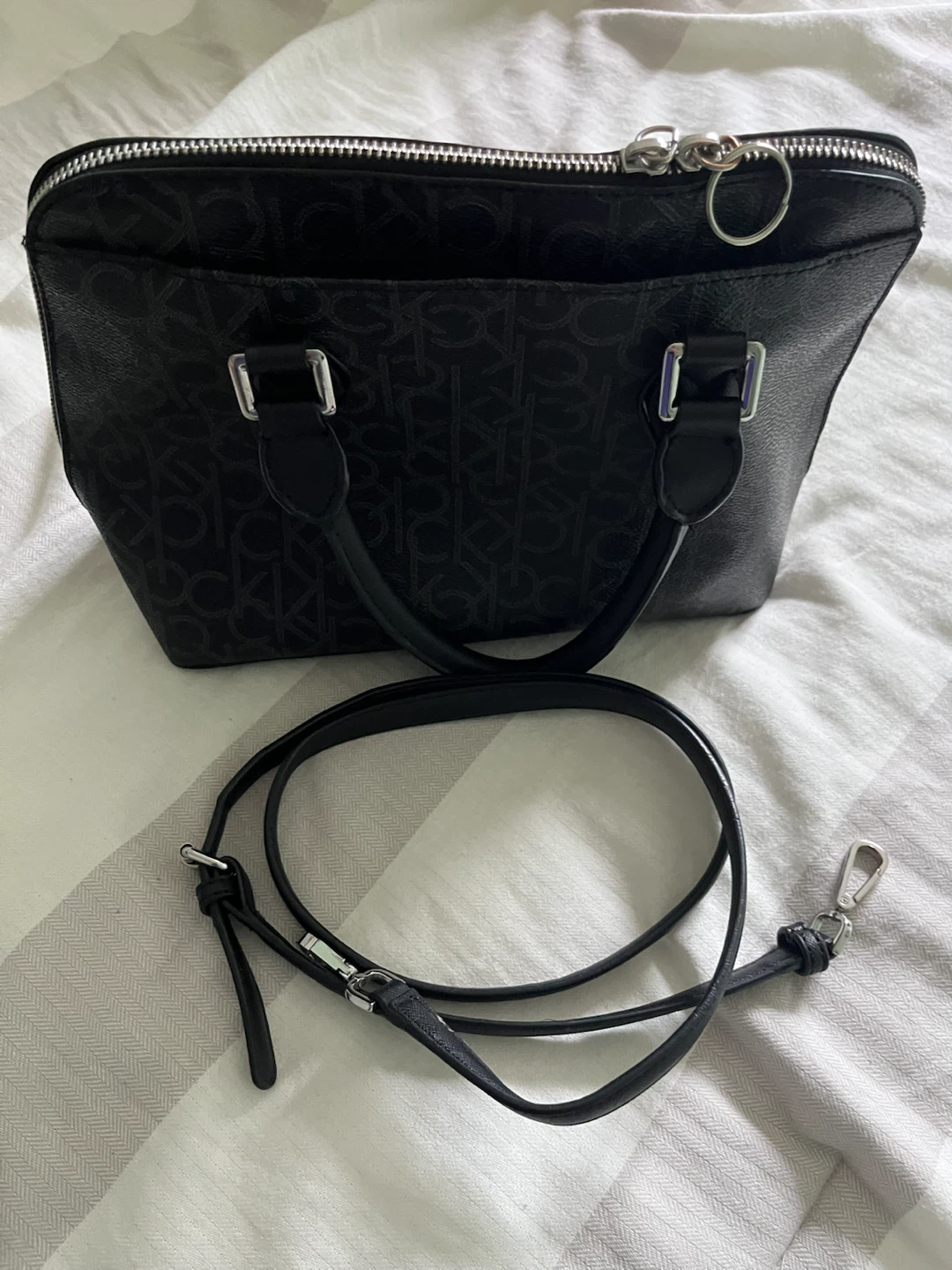 Calvin Klein Black Monogram Satchel Handbag - photo 3