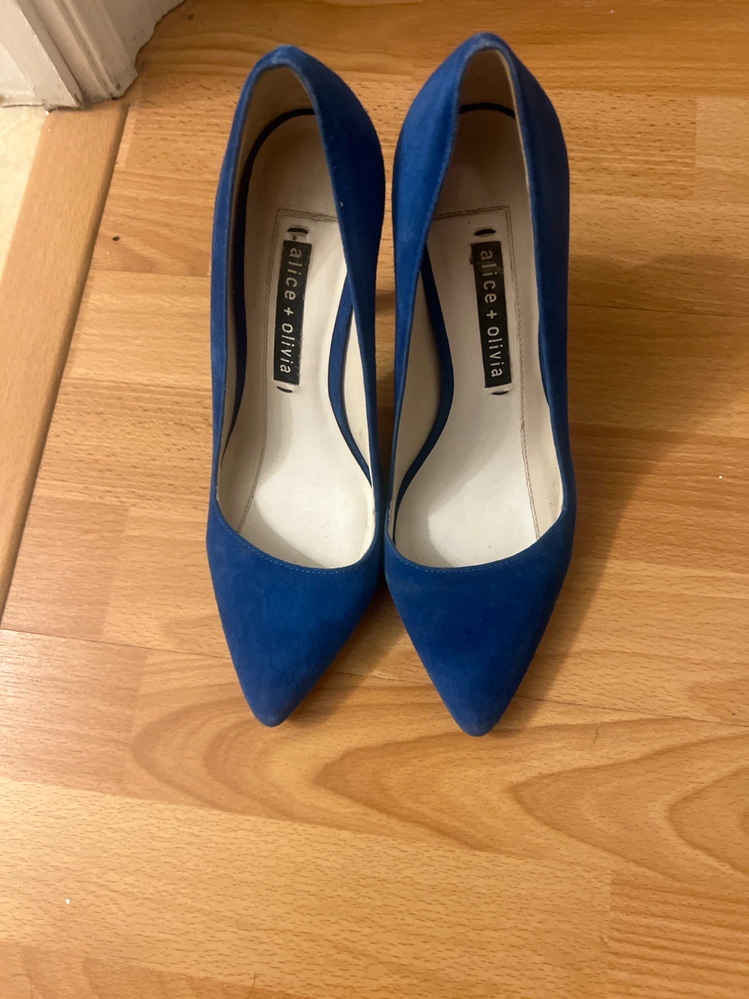 Alice + Olivia Suede Pointed Toe Heels - Royal Blue - photo 2