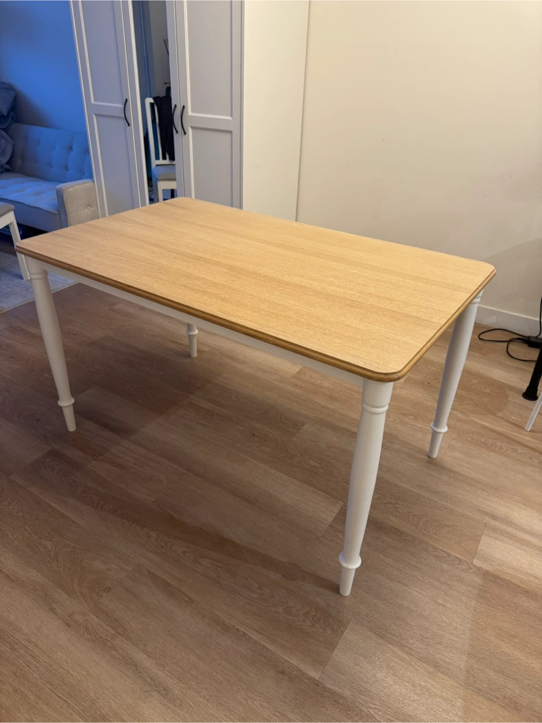 Wooden Dining Table with White Legs