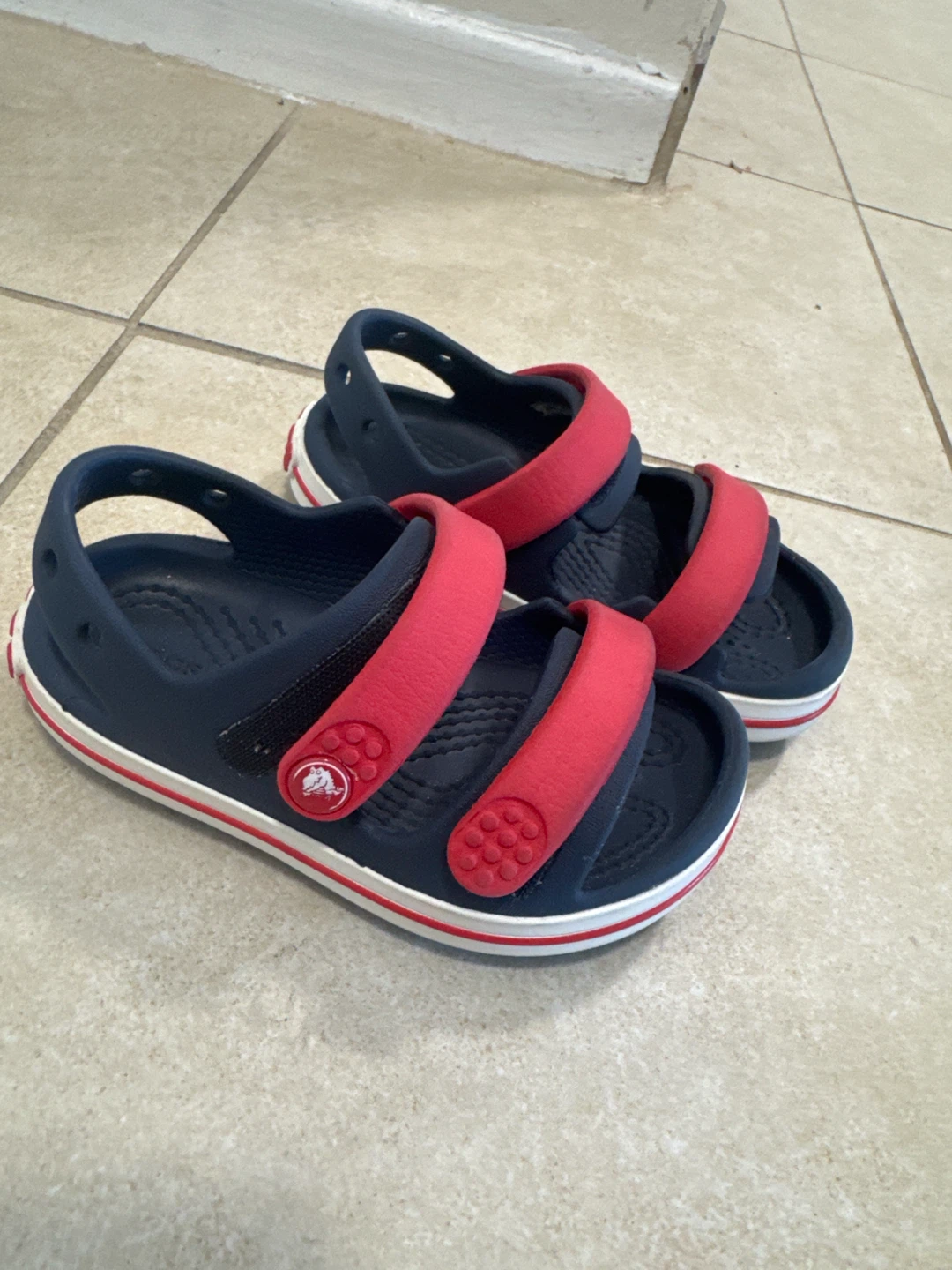 Navy and Red Crocs Sandals