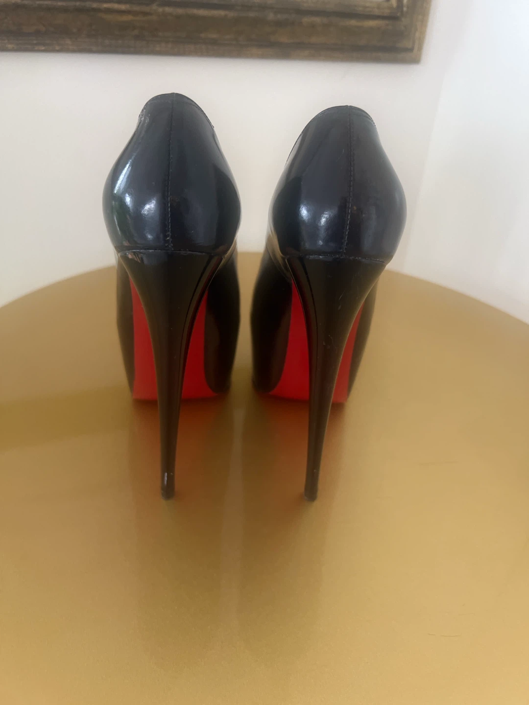 Black Patent Peep-Toe Heels - photo 2