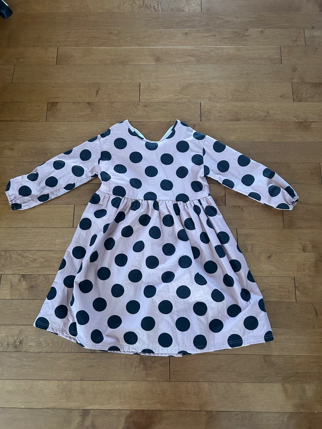 Pink Polka Dot Long Sleeve Dress