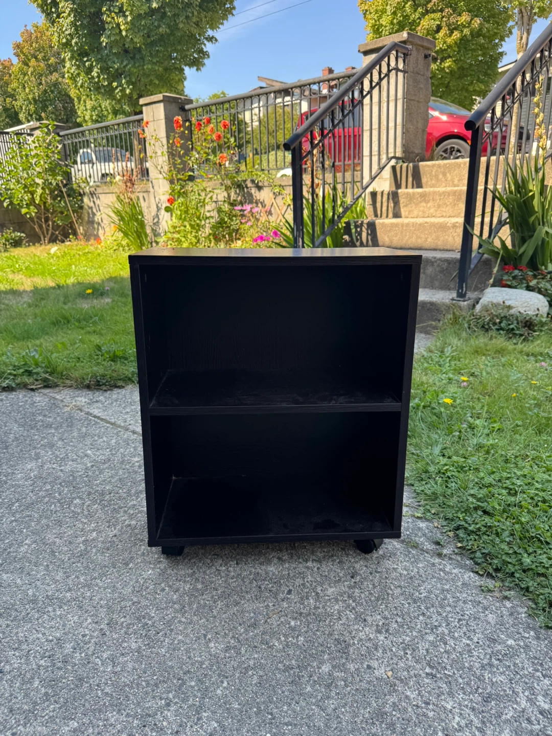 Dark Brown Two-Shelf Bookcase with Wheels
