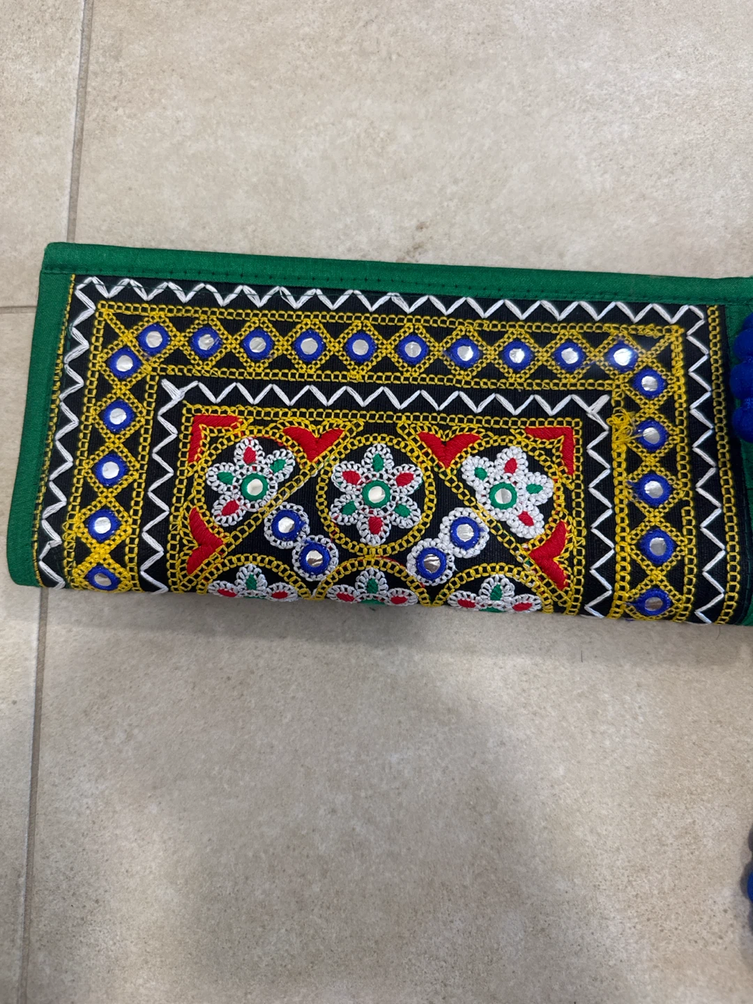 Embroidered Clutch Bag with Beaded Strap - photo 2