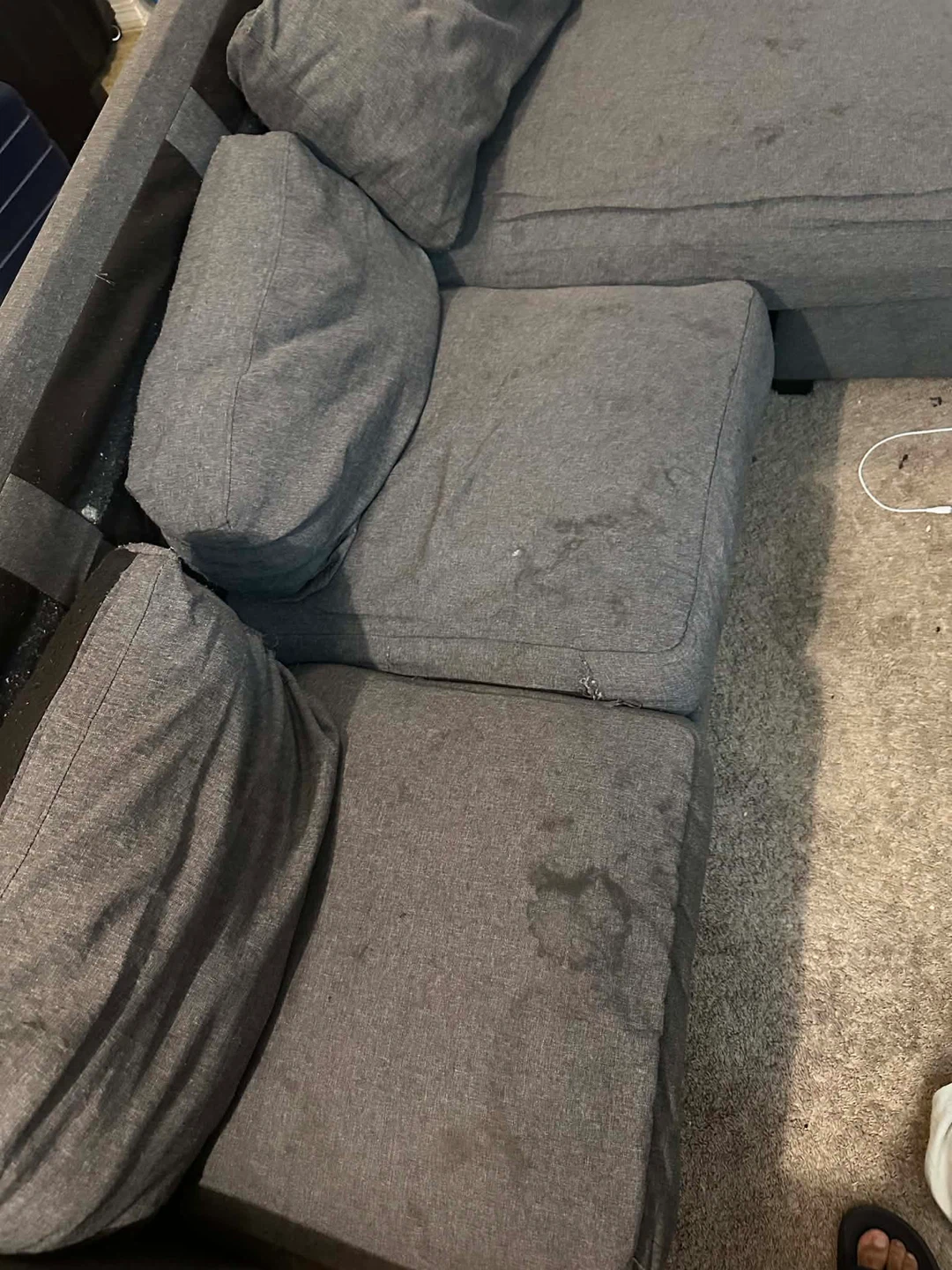 Grey Sectional Sofa Couch - photo 2