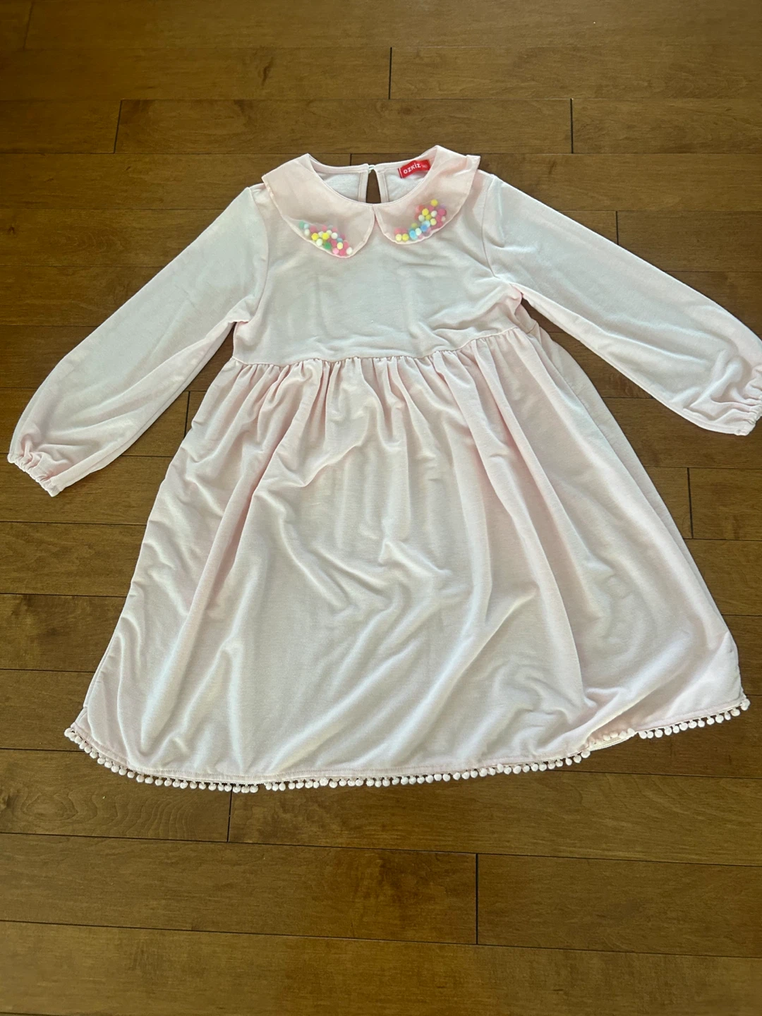 Pink Dress with Pom Pom Trim