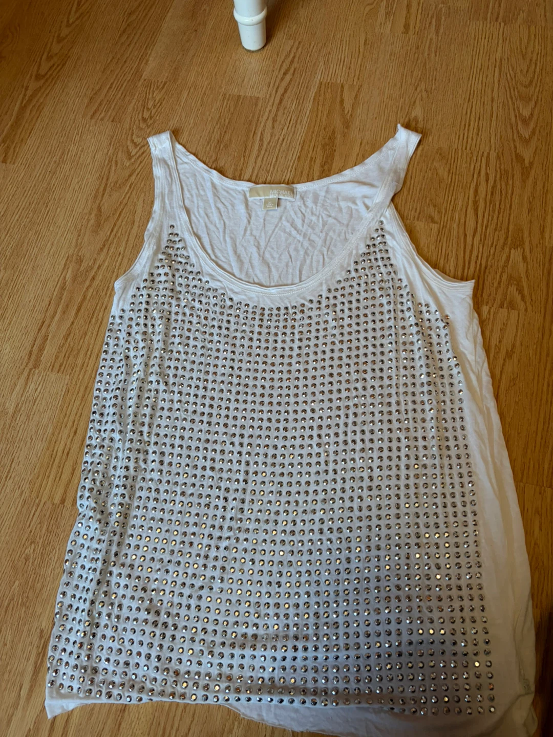 Michael Kors White Embellished Tank Top XL