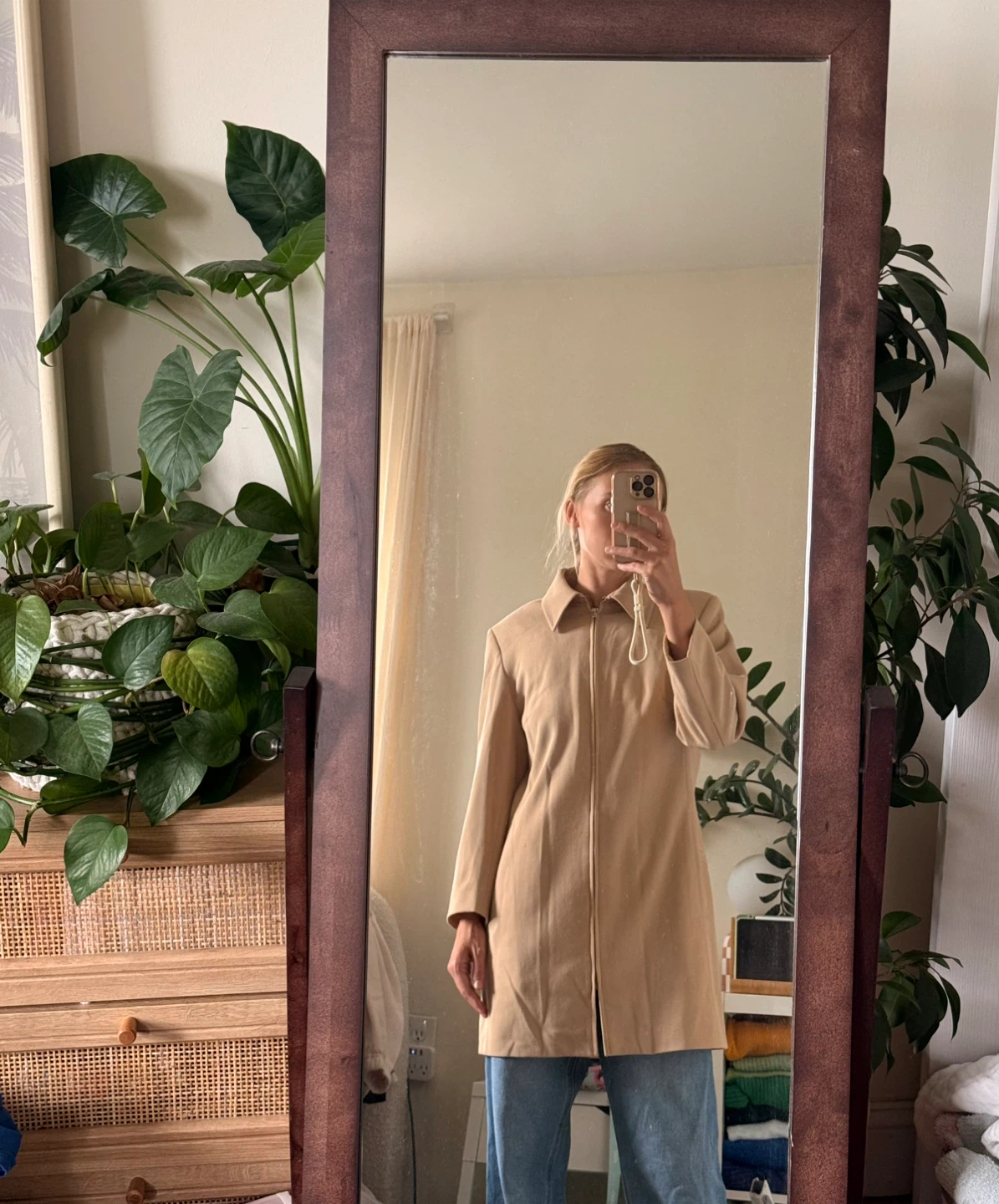 Tan Full Zip Jacket - Size: S - photo 3
