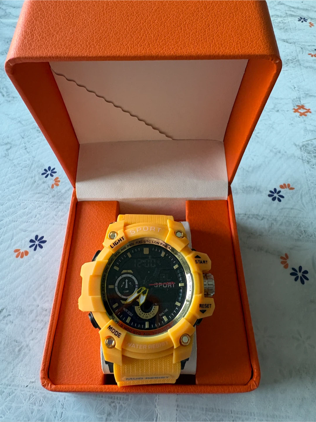 New Yellow Digital Analog Sports Watch – No Box