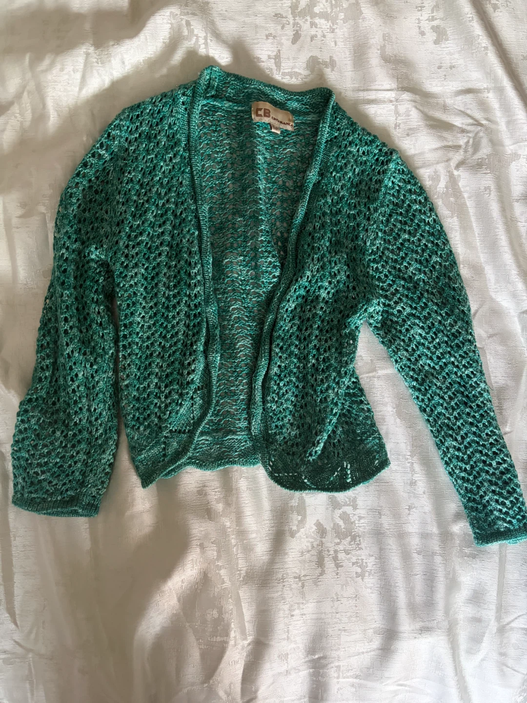 Vintage Green Crochet Cardigan Size S