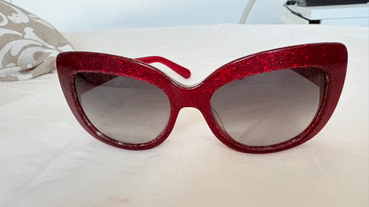 Kate Spade Red Glitter Cat-Eye Sunglasses