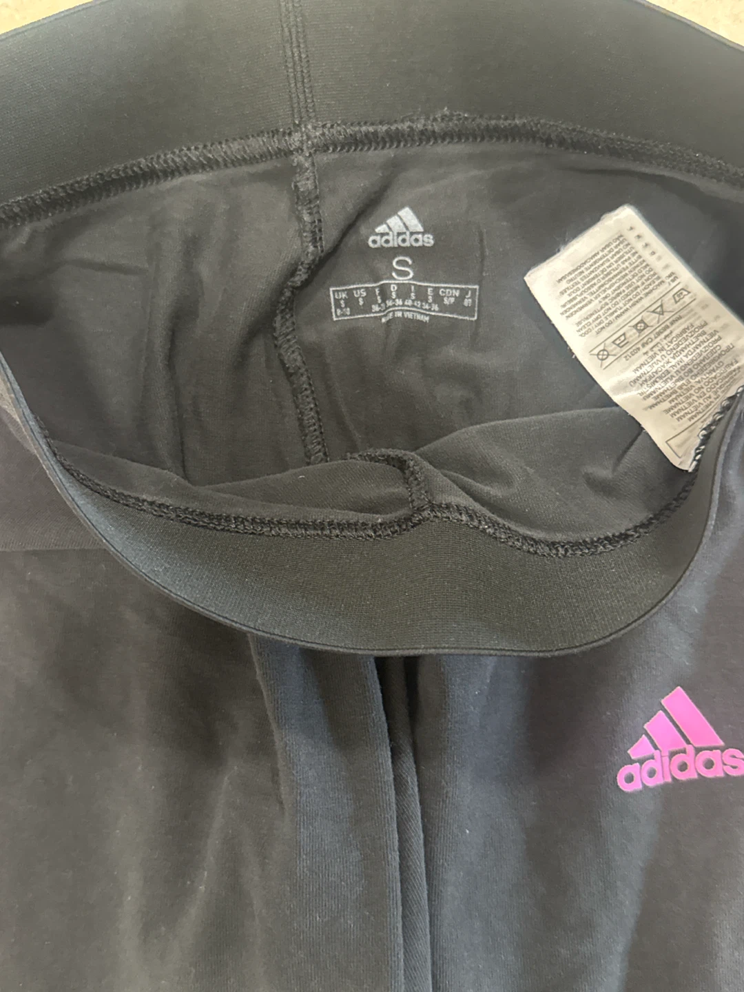 Adidas Black Joggers with Pink Stripes Size S - photo 2