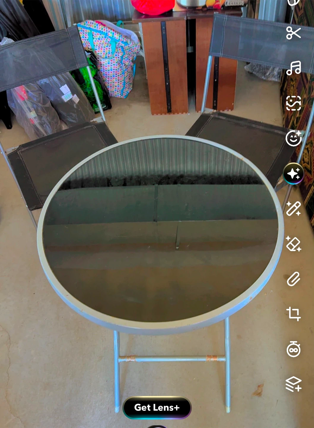 Round Metal and Glass Side Table & 4 chairs