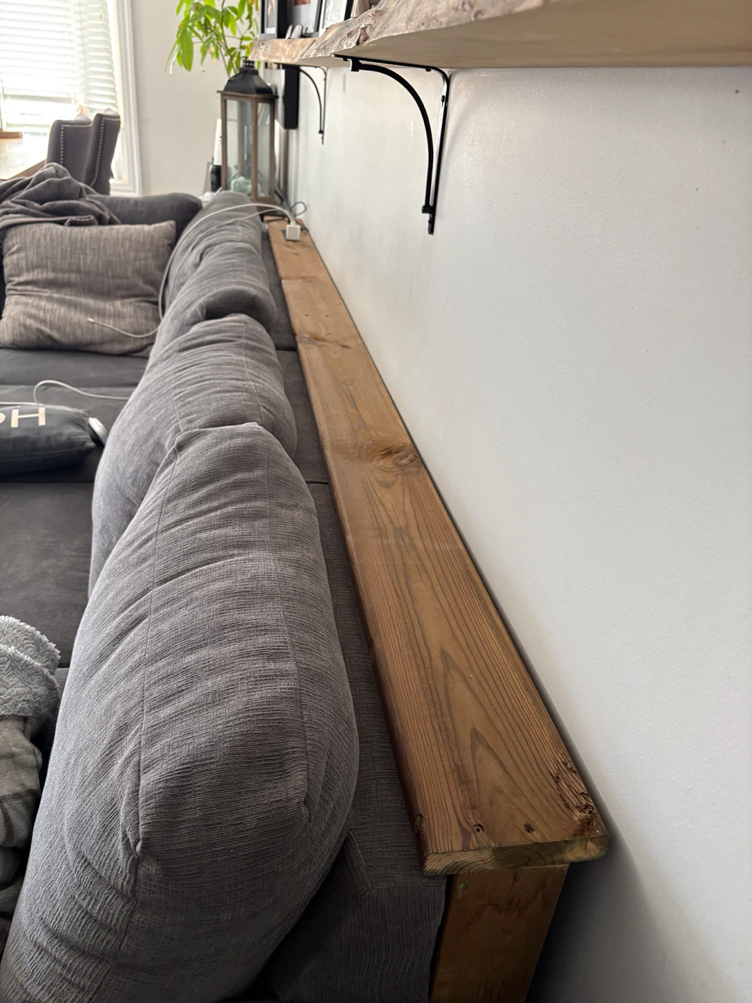 Homemade Wooden Sofa Table with Built-in Power Outlets - photo 5