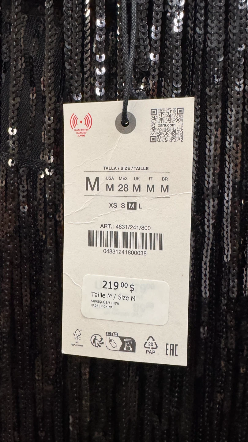 ZARA Black Sequin Fringe Dress - photo 2