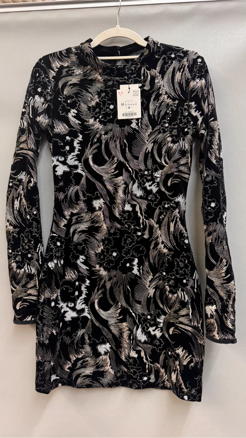 ZARA Black Sequin Mini Dress