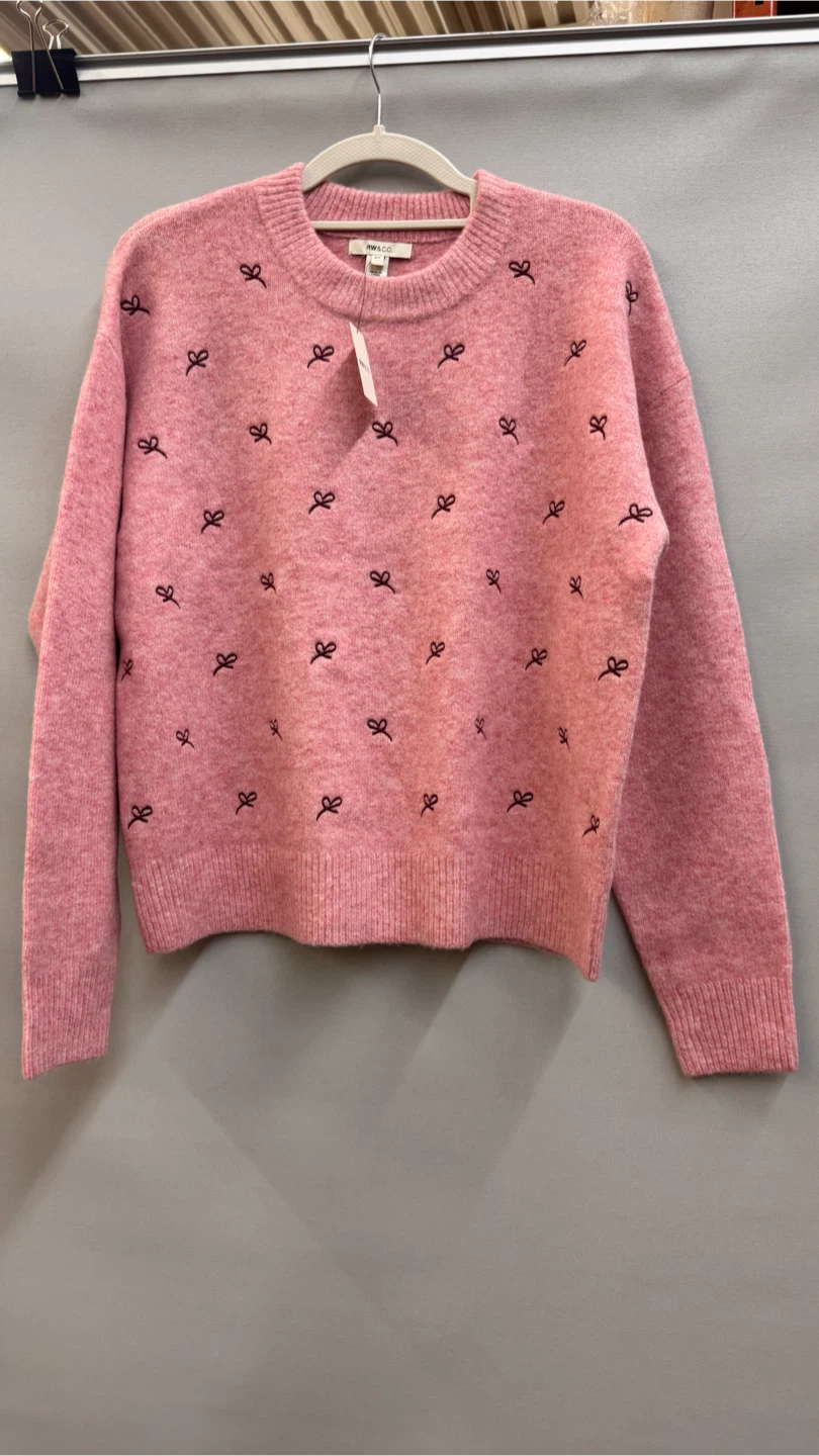 RW&CO. Pink Bow Knit Sweater - Size S