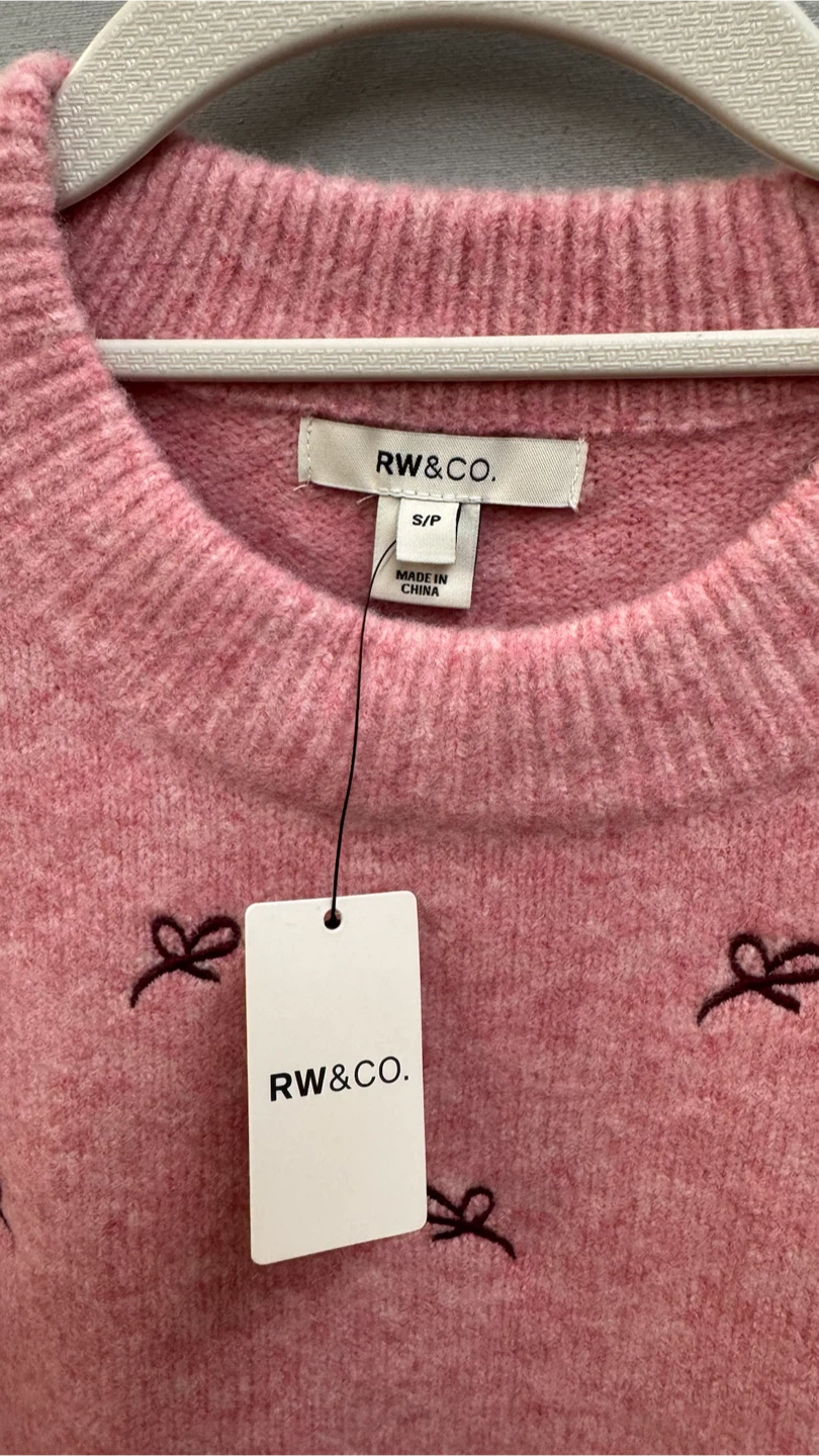 RW&CO. Pink Bow Knit Sweater - Size S - photo 3