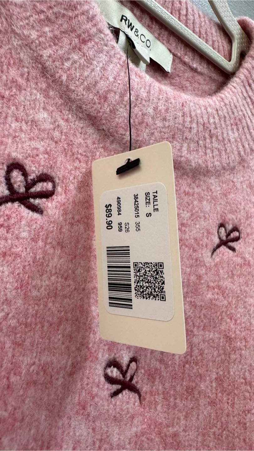 RW&CO. Pink Bow Knit Sweater - Size S - photo 4