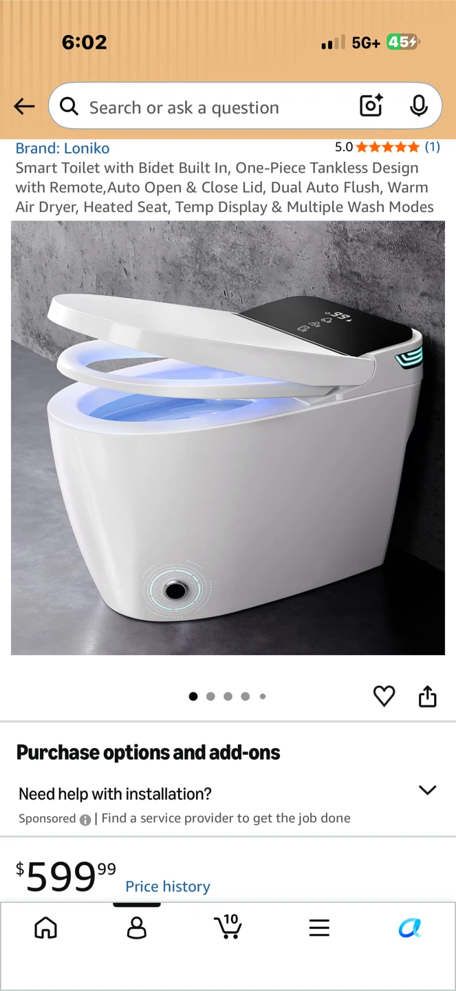 Loniko Smart Toilet with Bidet Built-In