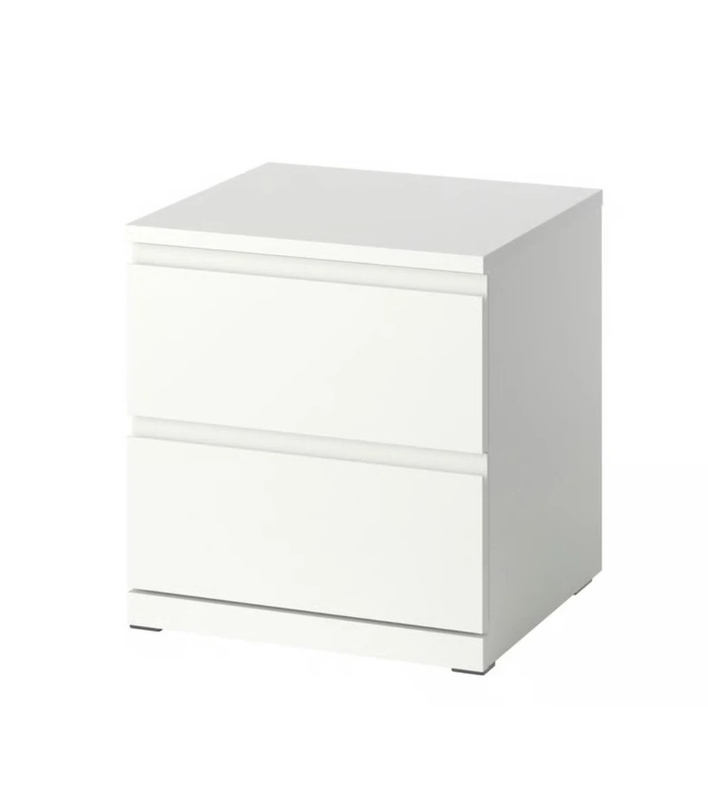 Ikea White 2-Drawer Nightstand