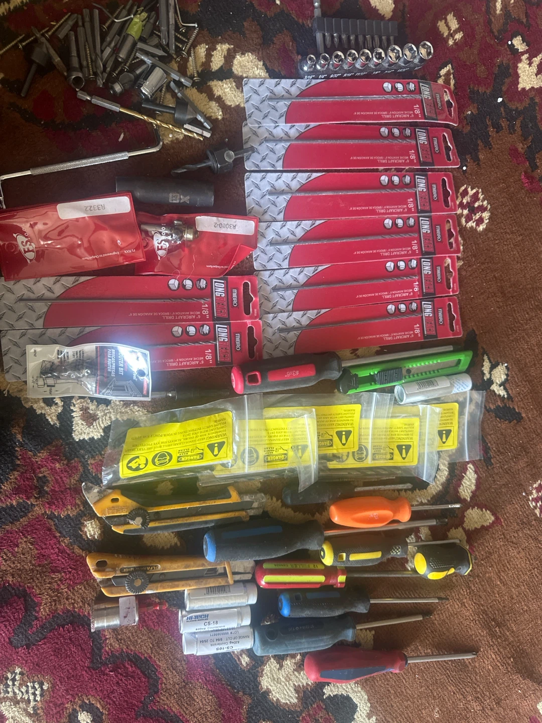 Lot of 3 Utility Knives and Assorted Screwdrivers