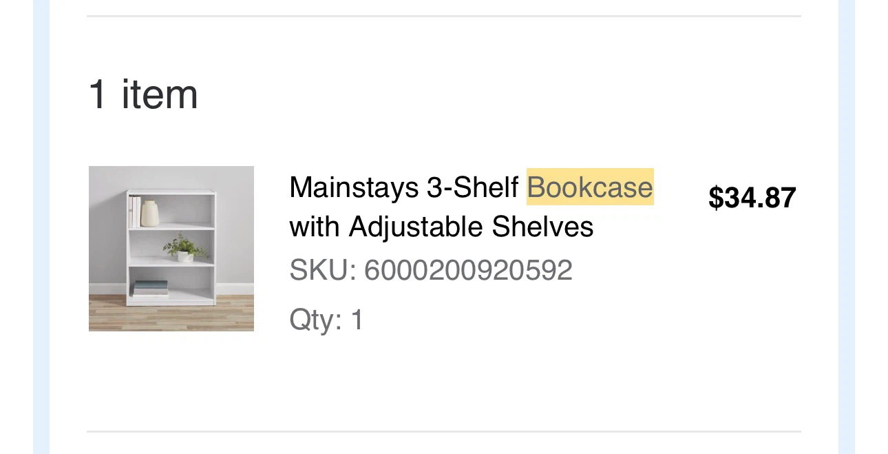 Mainstays 3-Shelf Bookcase