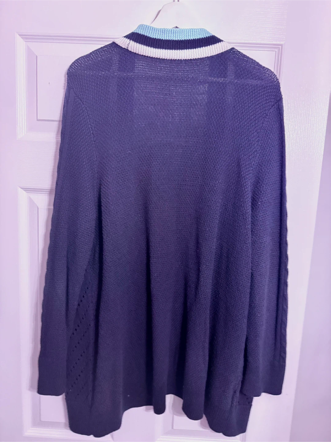 Navy Blue Cardigan with Stripe Detail - photo 2